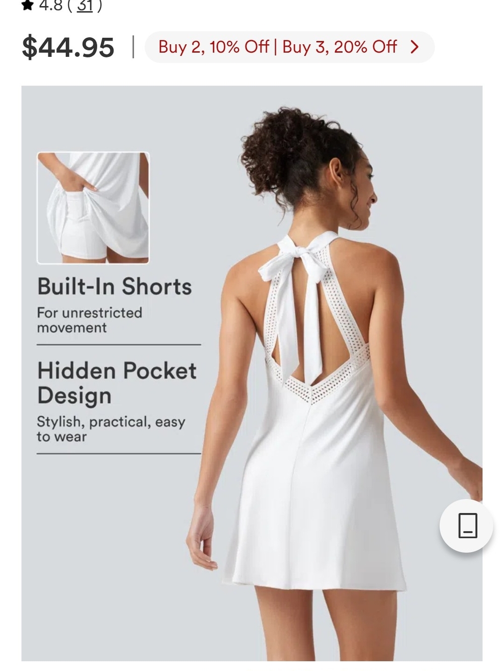 White Halter Dress with Built-In Shorts